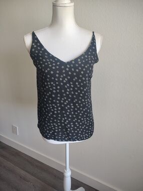 Banana Republic Navy Floral V-Neck Cami Top with Yellow Daisies Small